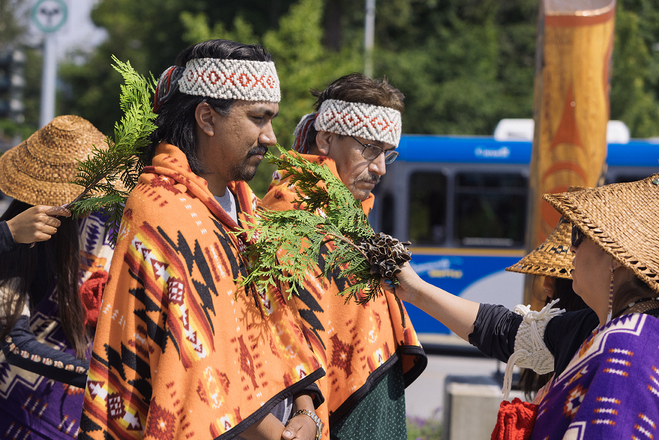 A blessing ceremony was held during the unveiling of the Indigenous artwork titled 'Welcome to ch’ich’exwi7kw'